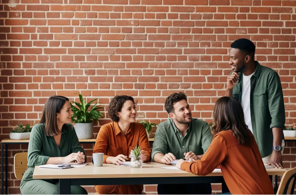A team collaborating around a table